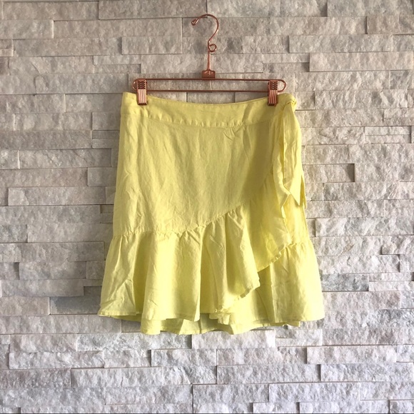 NEW Free People Ruffle Yellow Wrap Skirt - Picture 4 of 10